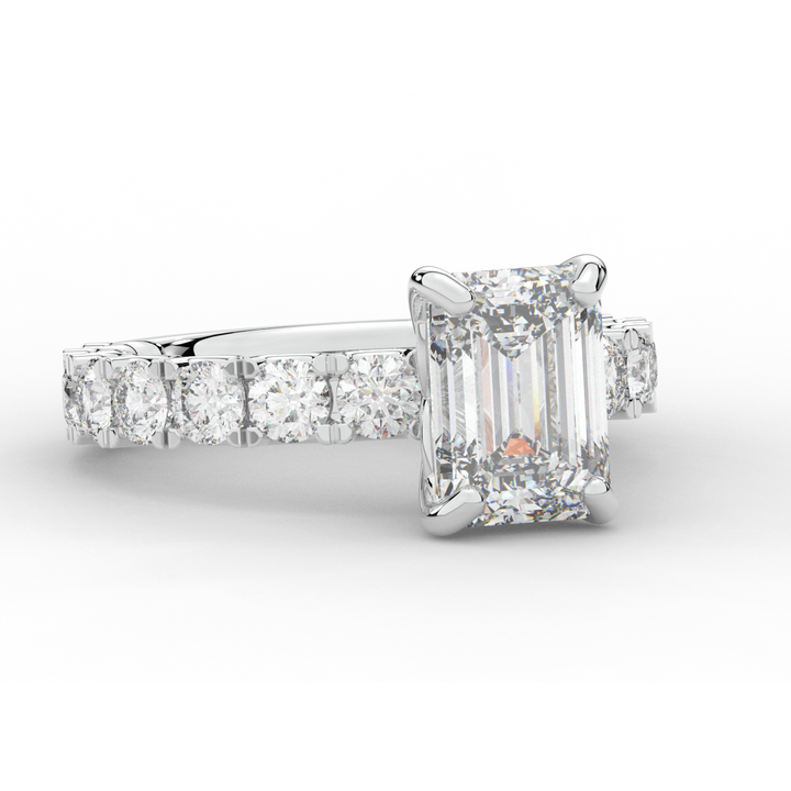 4.35CT.TW EMERALD CUT LAB DIAMOND ENGAGEMENT RING - Nazarelle