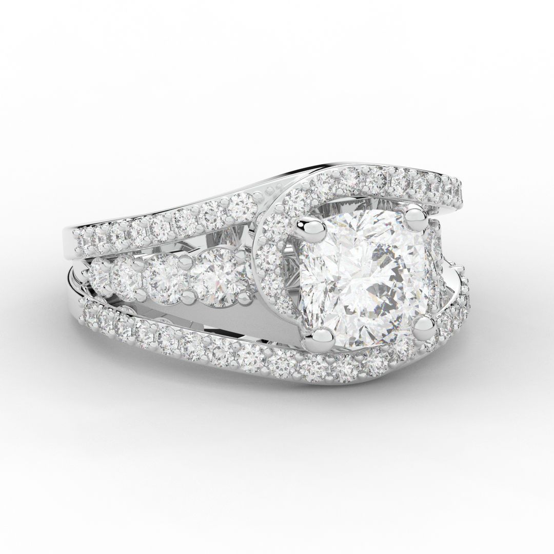 3.30CT.TW CUSHION LAB DIAMOND ENGAGEMENT RING - Nazarelle