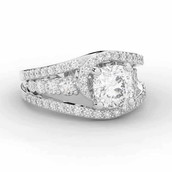 3.30CT.TW CUSHION LAB DIAMOND ENGAGEMENT RING - Nazarelle