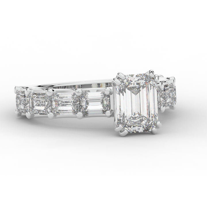 3.75CT.TW EMERALD CUT LAB DIAMOND SOLITAIRE ENGAGEMENT RING - Nazarelle