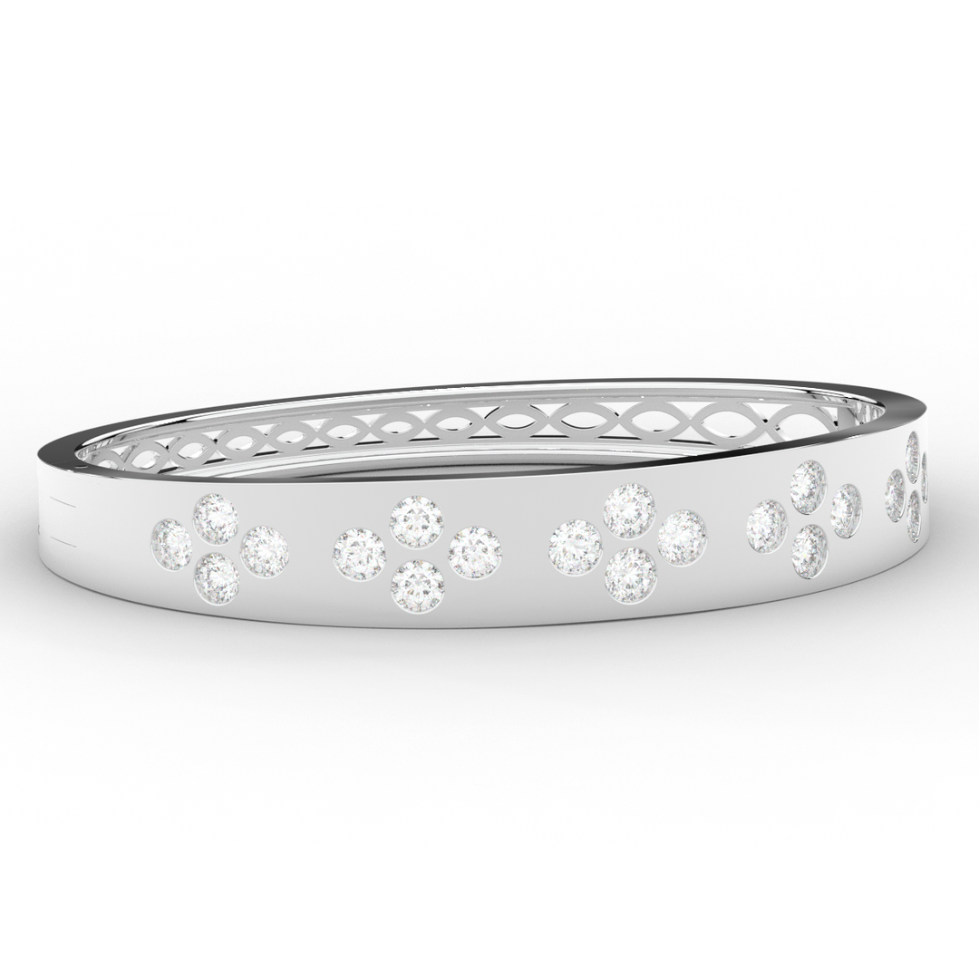 4.10CT.TW ROUND LAB DIAMOND BEZEL SET BANGLE - Nazarelle