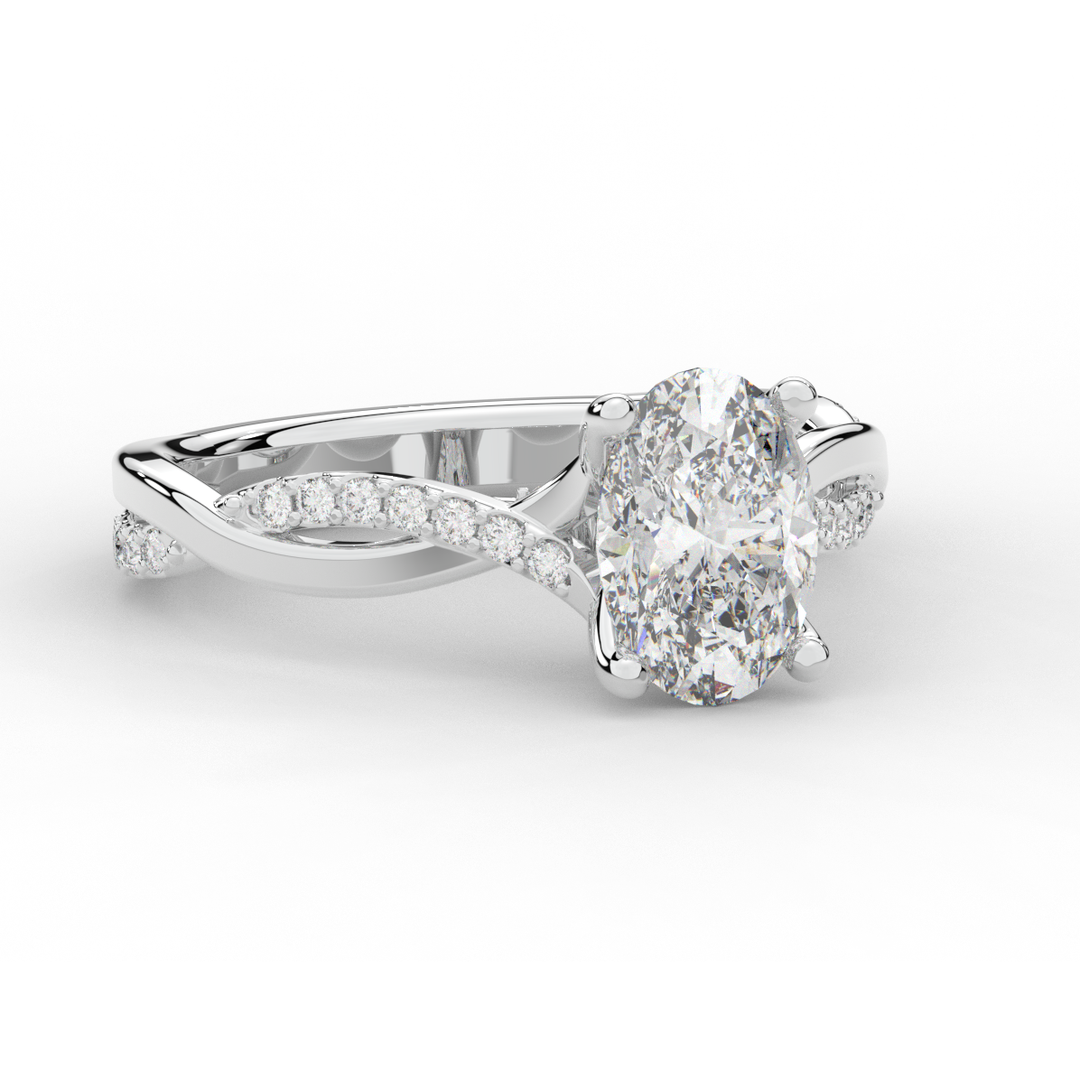 1.70CT.TW OVAL LAB DIAMOND TWIST BAND ENGAGEMENT RING - Nazarelle