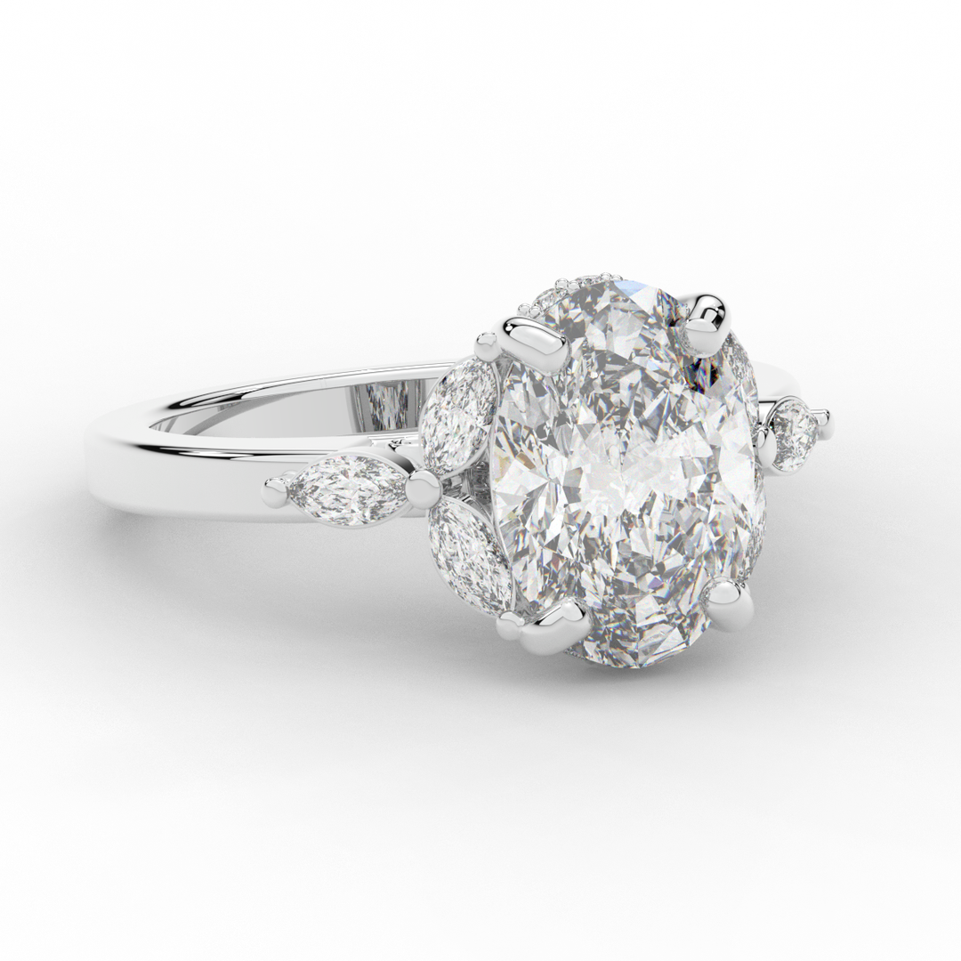 2.85CT.TW OVAL LAB DIAMOND ENGAGEMENT RING - Nazarelle