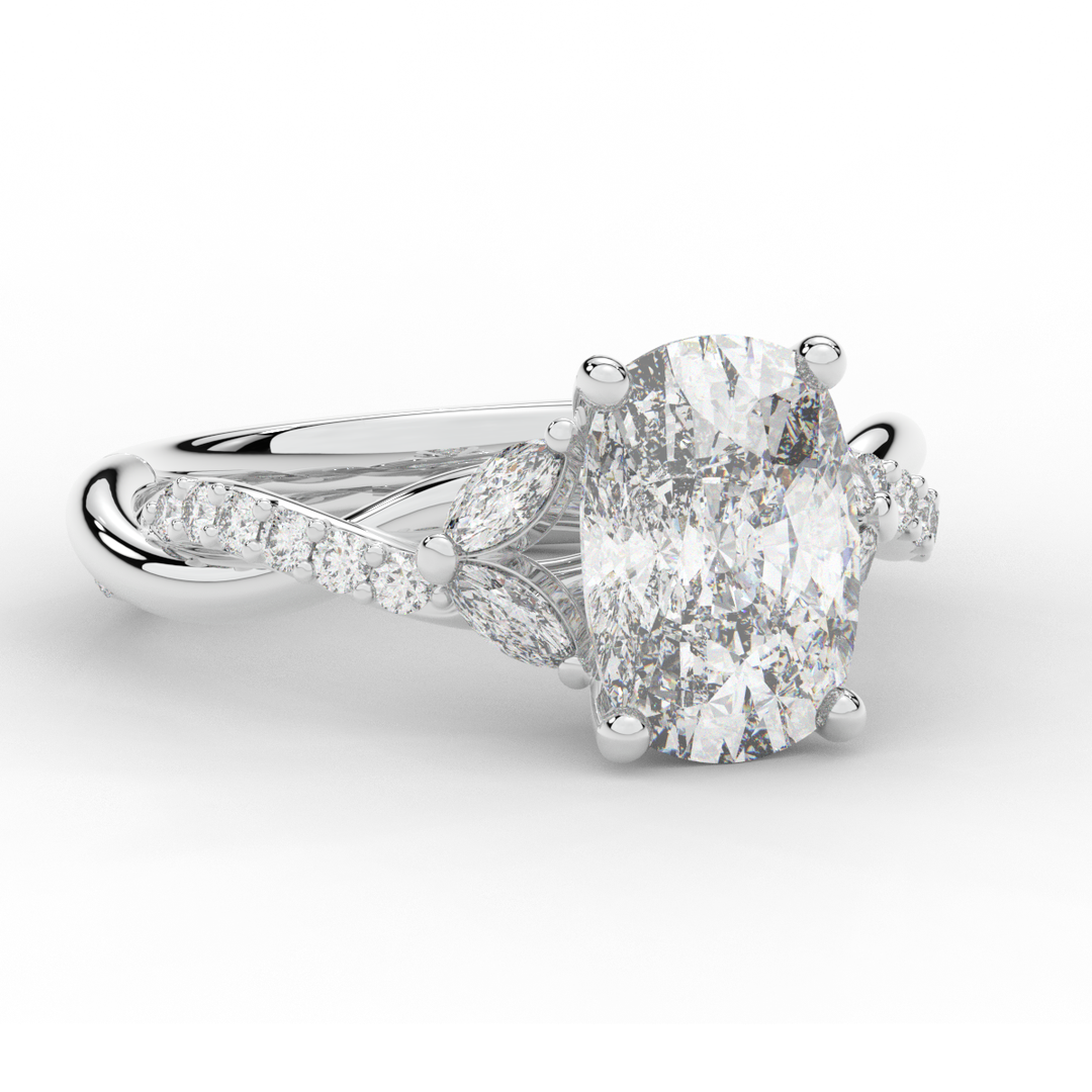2.40CT.TW CUSHION LAB DIAMOND TWIST BAND ENGAGEMENT RING - Nazarelle
