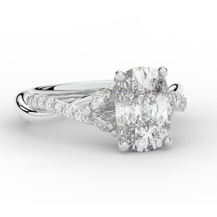 2.40CT.TW CUSHION LAB DIAMOND TWIST BAND ENGAGEMENT RING - Nazarelle