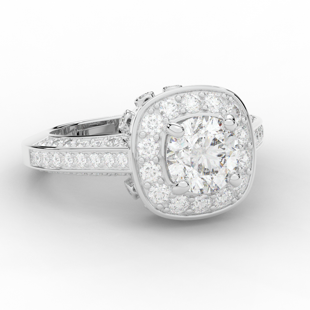 1.50CT.TW ROUND LAB DIAMOND HALO ENGAGEMENT RING - Nazarelle