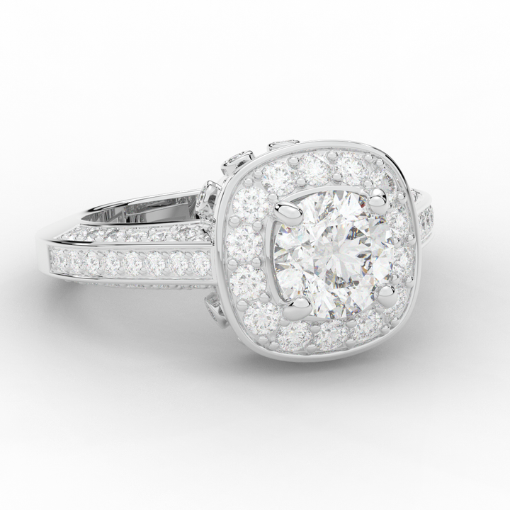 1.50CT.TW ROUND LAB DIAMOND HALO ENGAGEMENT RING - Nazarelle