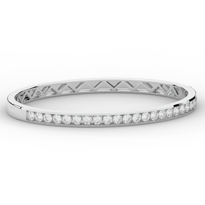 2.75CT.TW ROUND LAB CHANNEL SET DIAMOND BANGLE - Nazarelle