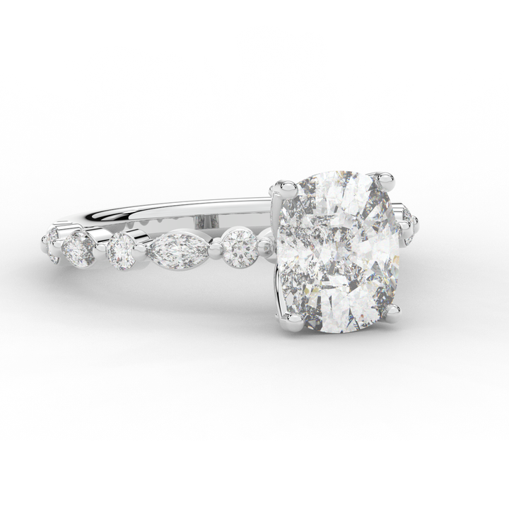 2.60CT.TW CUSHION LAB DIAMOND SOLITAIRE ENGAGEMENT RING - Nazarelle