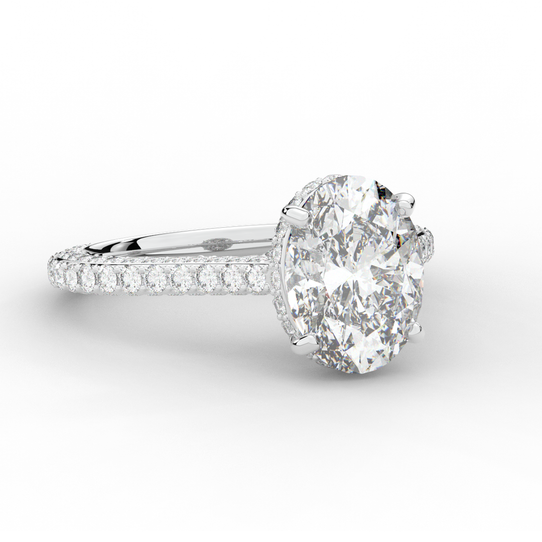 4.00CT.TW OVAL LAB DIAMOND UNDERHALO SOLITAIRE ENGAGEMENT RING - Nazarelle