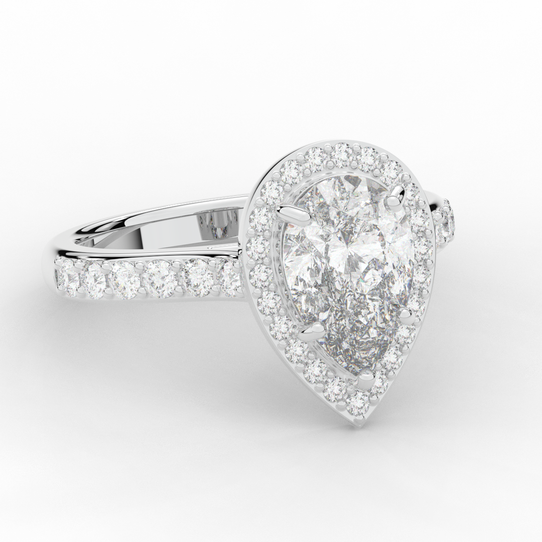2.50CT.TW PEAR LAB DIAMOND HALO ENGAGEMENT RING - Nazarelle