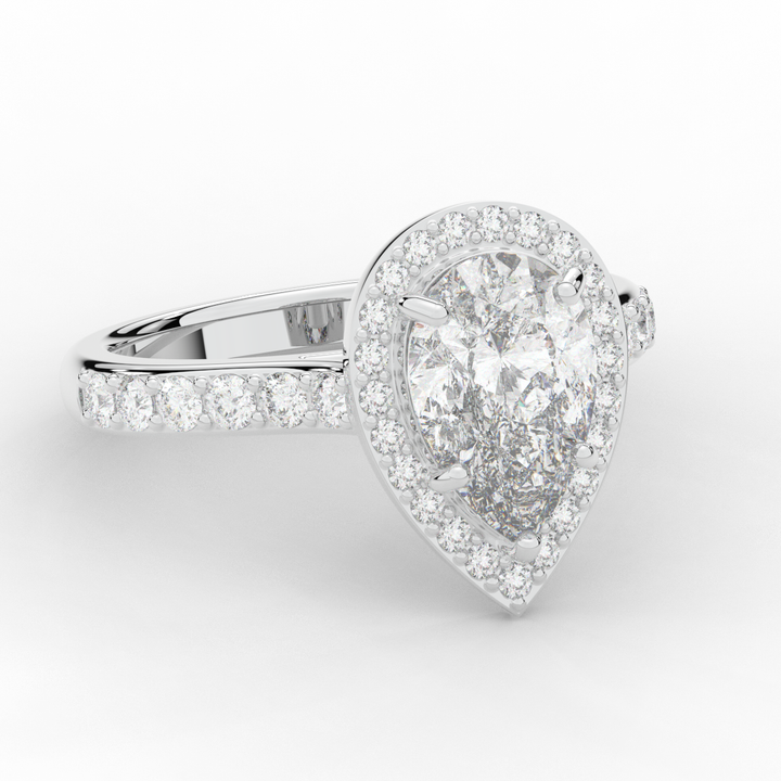 2.50CT.TW PEAR LAB DIAMOND HALO ENGAGEMENT RING - Nazarelle