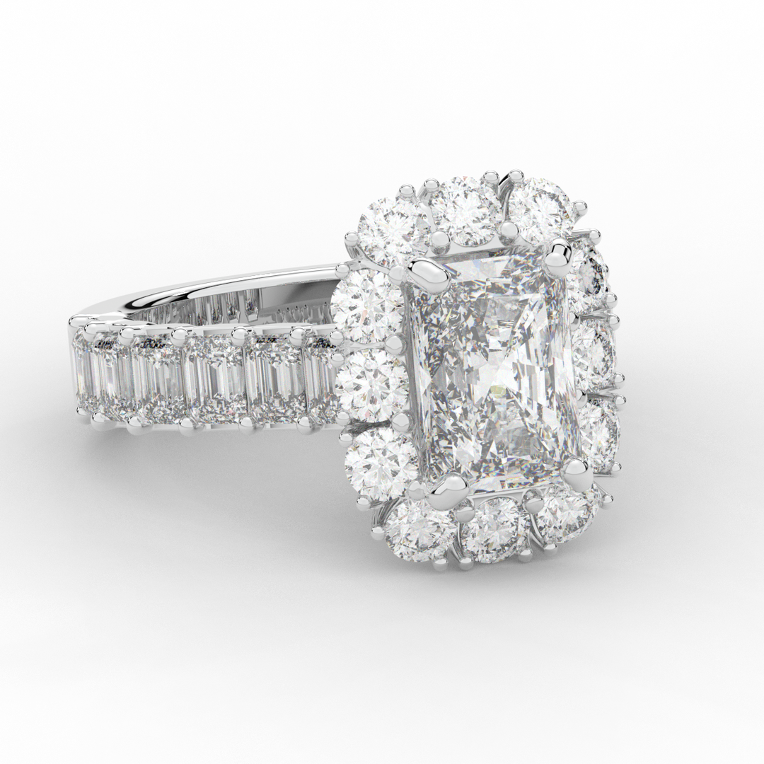 6.00CT.TW RADIANT LAB DIAMOND HALO ENGAGEMENT RING - Nazarelle