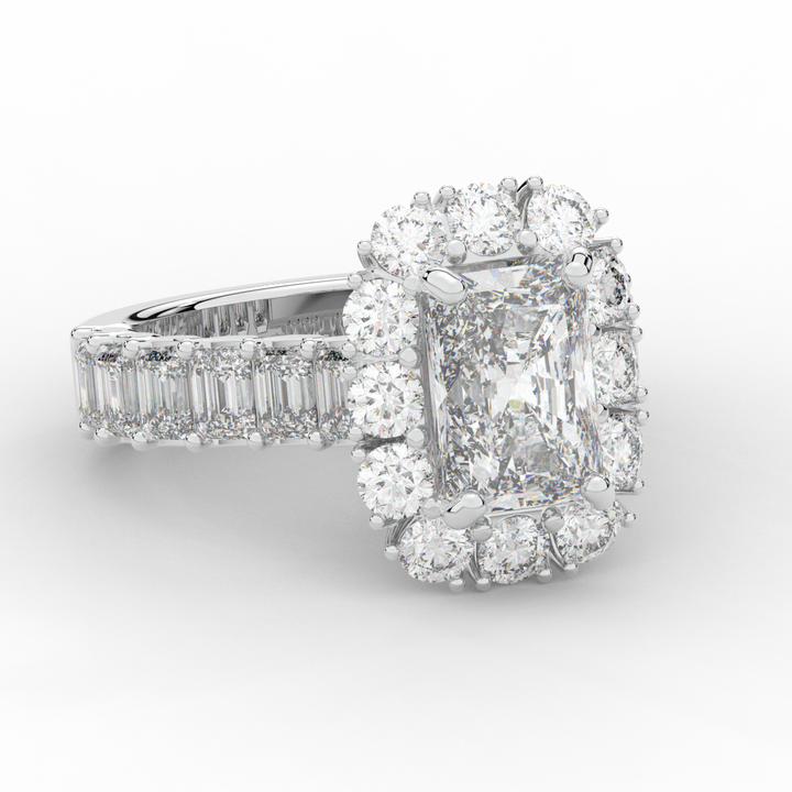 6.00CT.TW RADIANT LAB DIAMOND HALO ENGAGEMENT RING - Nazarelle
