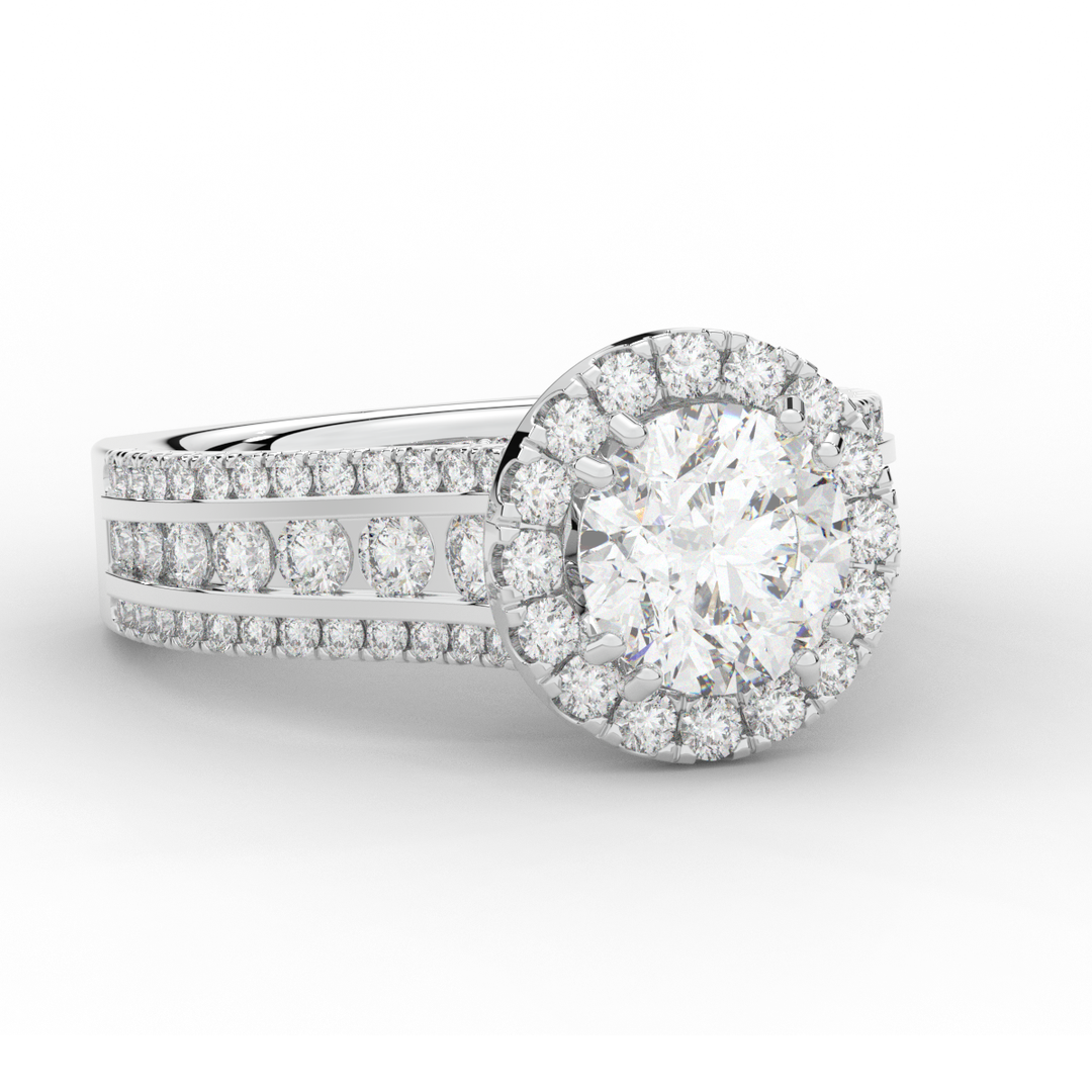 2.90CT.TW ROUND LAB DIAMOND HALO ENGAGEMENT RING - Nazarelle