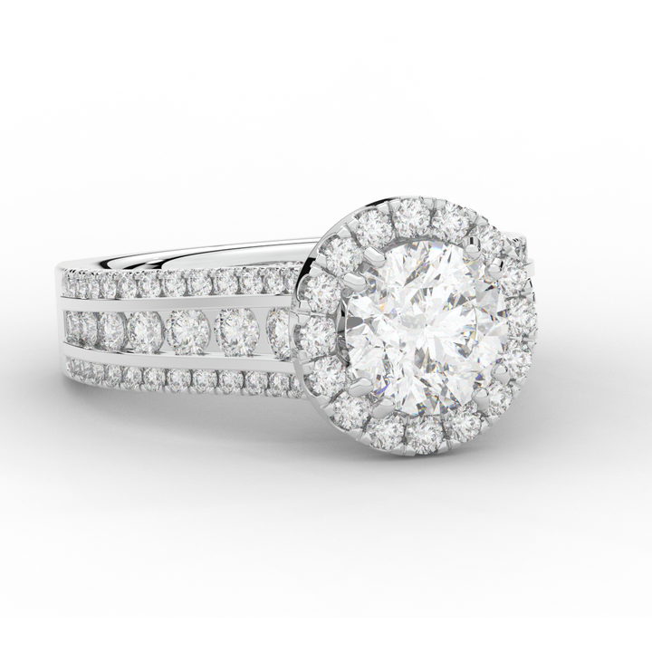 2.90CT.TW ROUND LAB DIAMOND HALO ENGAGEMENT RING - Nazarelle