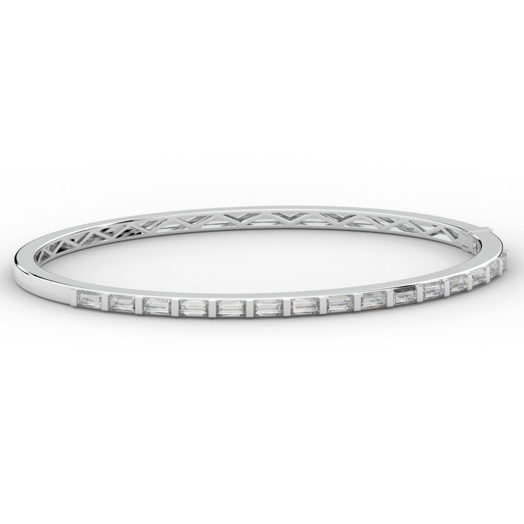 1.50CT.TW BAGUETTE LAB DIAMOND SHARED PRONG BANGLE - Nazarelle