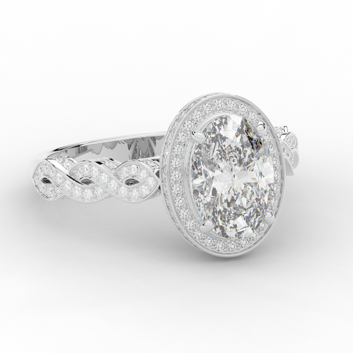 3.10CT.TW OVAL LAB DIAMOND HALO ENGAGEMENT RING - Nazarelle