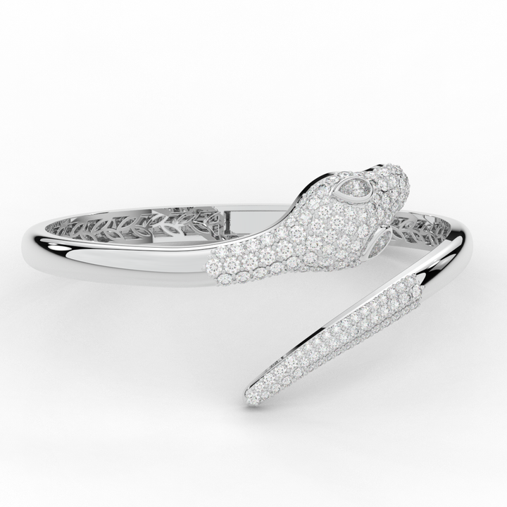 3.75CT.TW ROUND AND PEAR LAB DIAMOND SNAKE BANGLE - Nazarelle