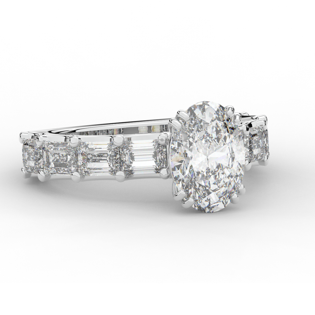 3.75CT.TW OVAL LAB DIAMOND SOLITAIRE ENGAGEMENT RING - Nazarelle