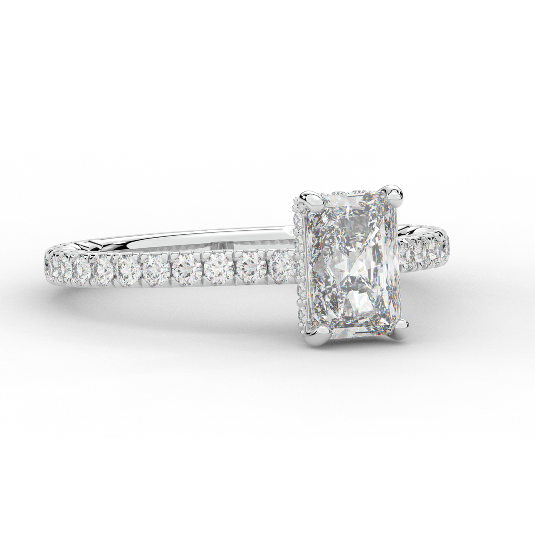 2.10CT.TW RADIANT LAB DIAMOND UNDERHALO SOLITAIRE ENGAGEMENT RING - Nazarelle
