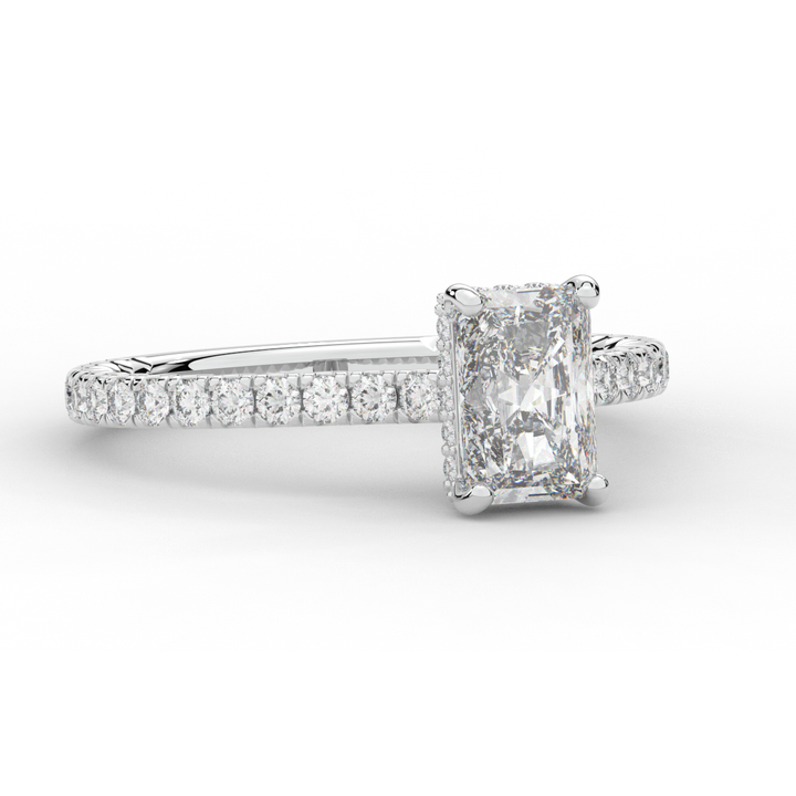 2.10CT.TW RADIANT LAB DIAMOND UNDERHALO SOLITAIRE ENGAGEMENT RING - Nazarelle