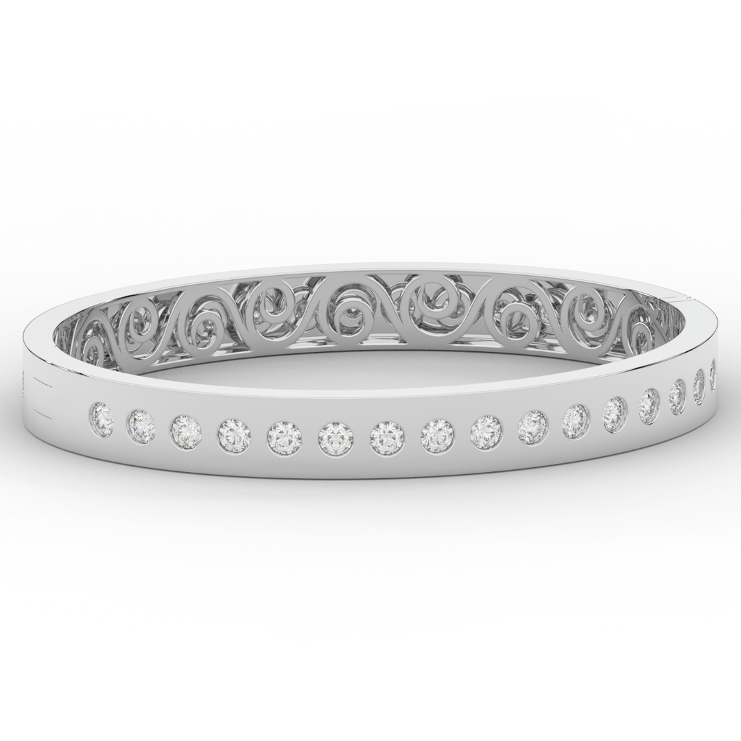 4.50CT.TW ROUND LAB DIAMOND ETERNITY BEZEL SET BANGLE - Nazarelle