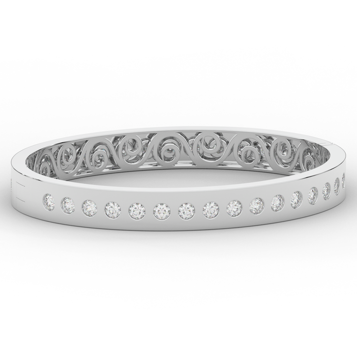 4.50CT.TW ROUND LAB DIAMOND ETERNITY BEZEL SET BANGLE - Nazarelle