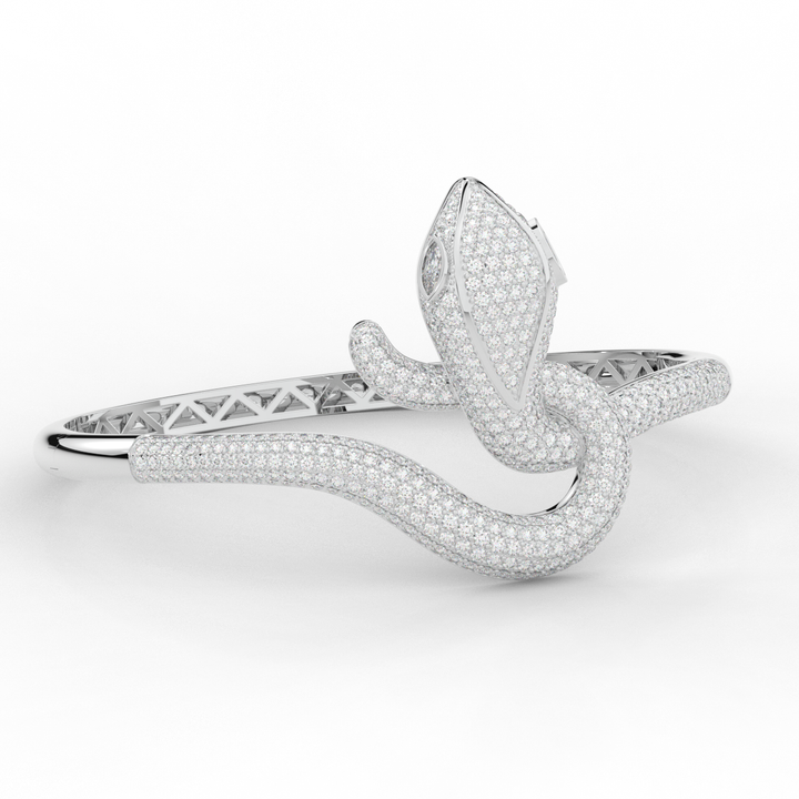 4.90CT.TW ROUND AND PEAR LAB DIAMOND SNAKE BANGLE - Nazarelle