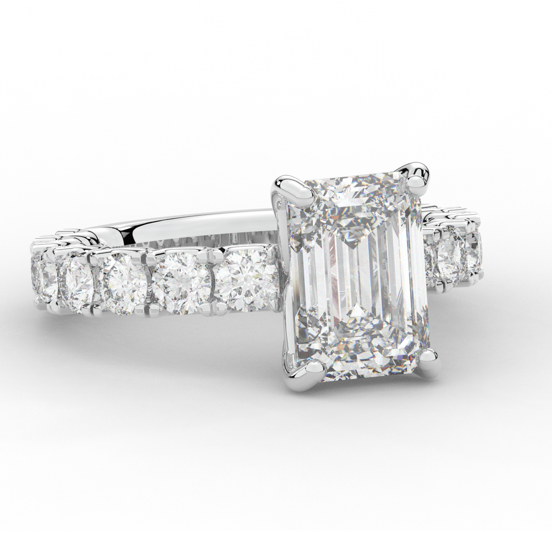 4.35CT.TW EMERALD CUT LAB DIAMOND ENGAGEMENT RING - Nazarelle