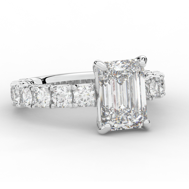 4.35CT.TW EMERALD CUT LAB DIAMOND ENGAGEMENT RING - Nazarelle