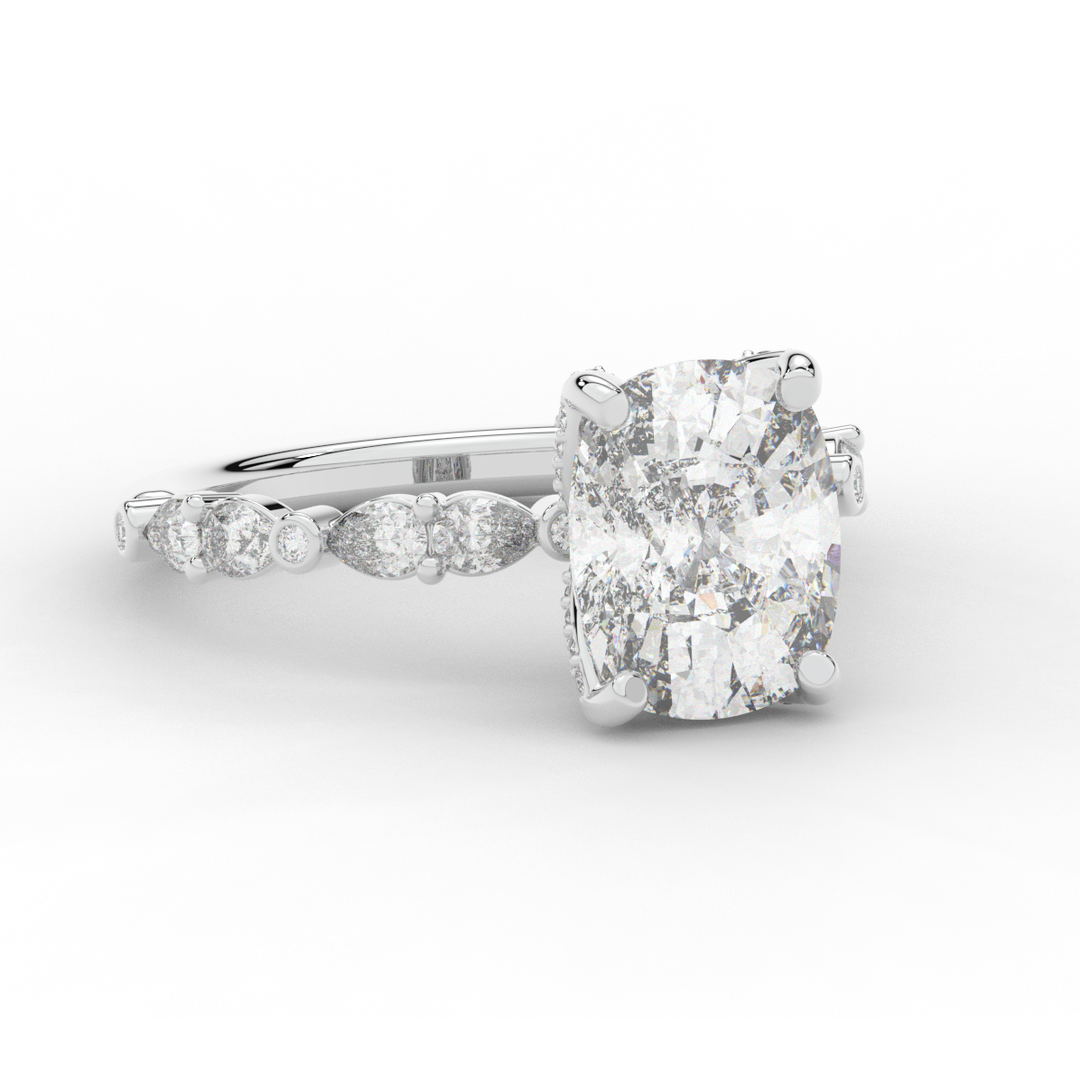3.60CT.TW CUSHION LAB DIAMOND SOLITAIRE ENGAGEMENT RING - Nazarelle