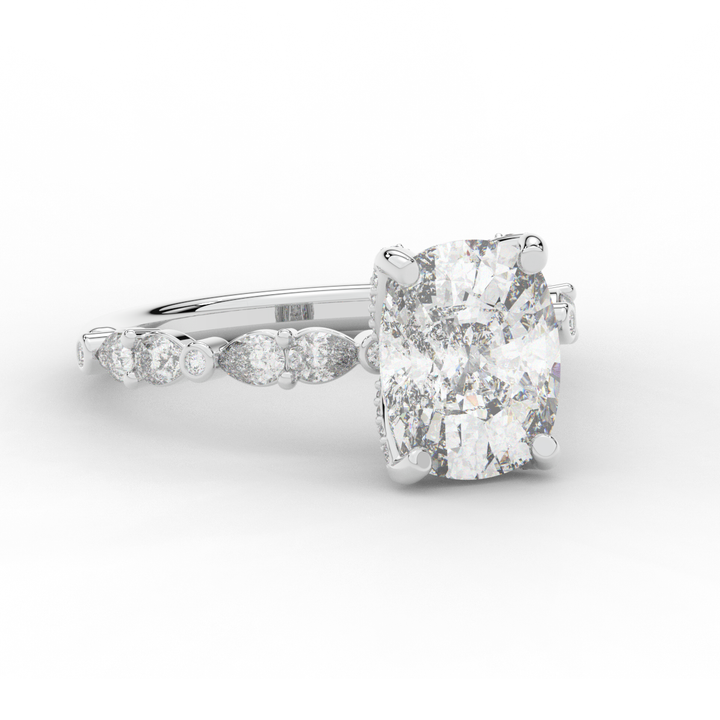 3.60CT.TW CUSHION LAB DIAMOND SOLITAIRE ENGAGEMENT RING - Nazarelle