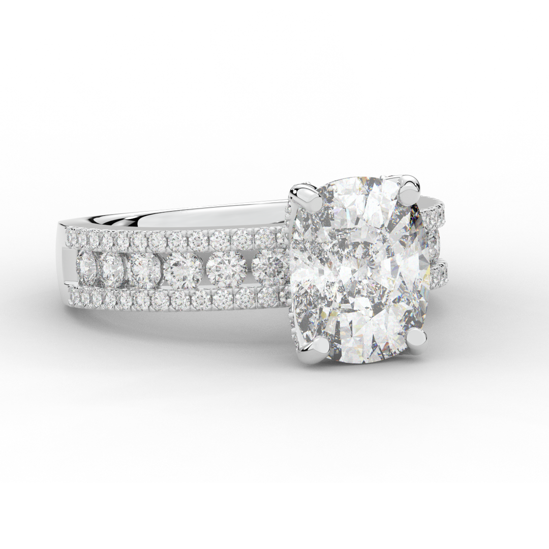 3.95CT.TW CUSHION LAB DIAMOND SOLITAIRE ENGAGEMENT RING - Nazarelle