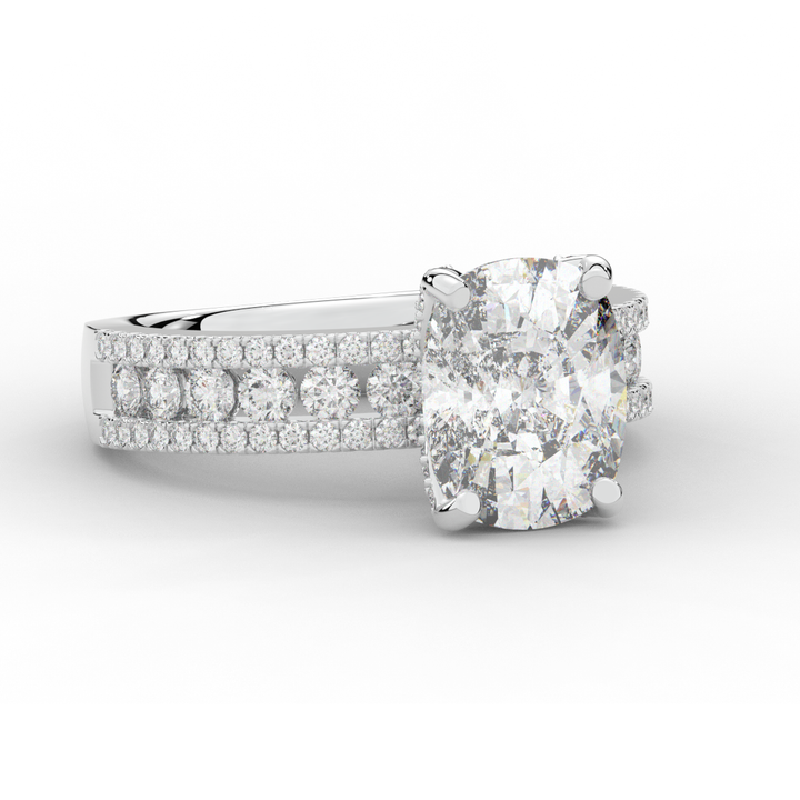3.95CT.TW CUSHION LAB DIAMOND SOLITAIRE ENGAGEMENT RING - Nazarelle
