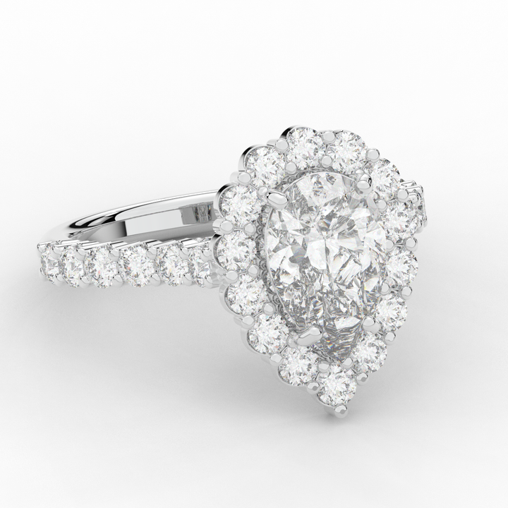 3.10CT.TW PEAR LAB DIAMOND HALO ENGAGEMENT RING - Nazarelle