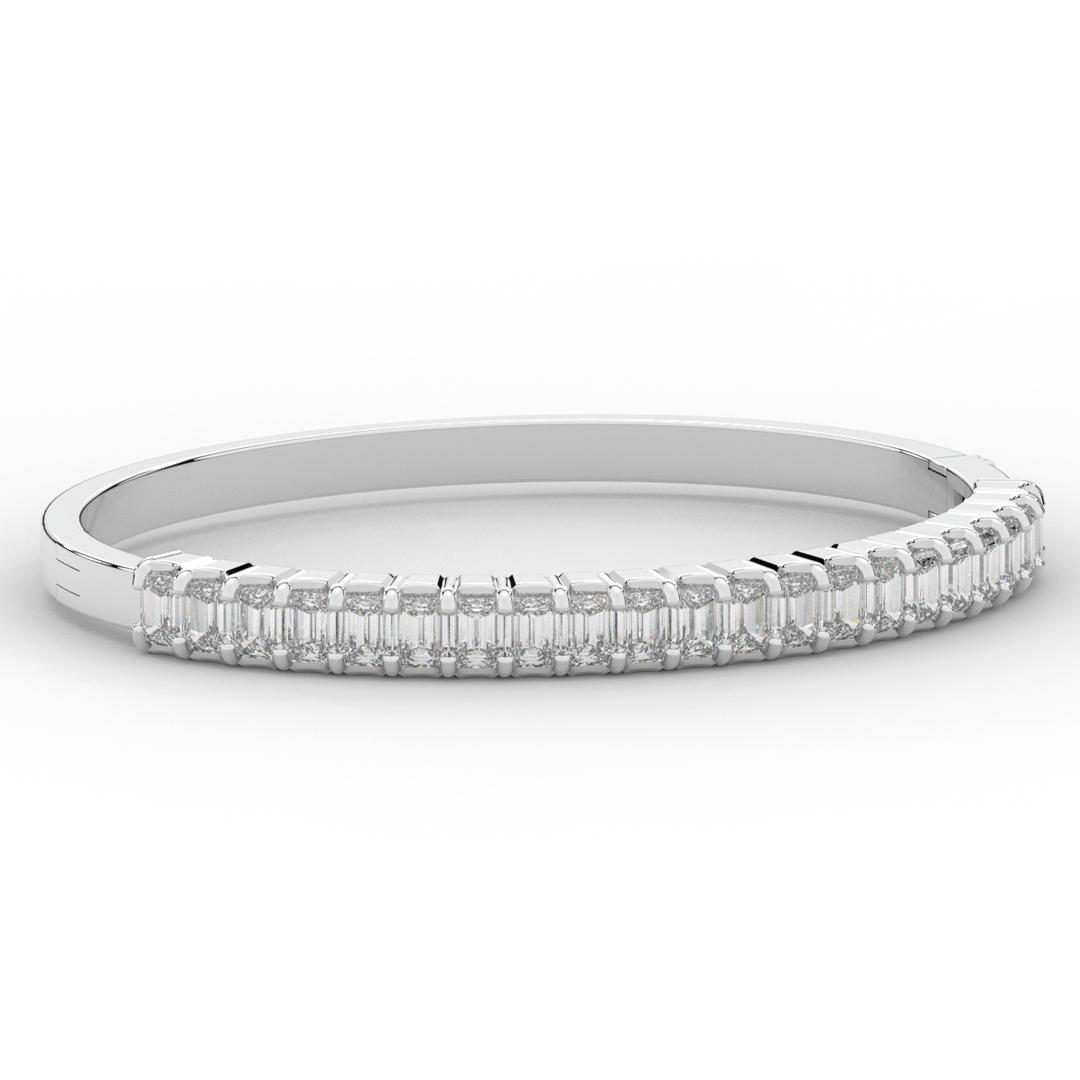 6.50CT.TW EMERALD CUT LAB DIAMOND BANGLE - Nazarelle