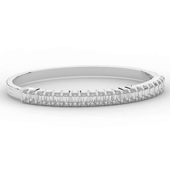 6.50CT.TW EMERALD CUT LAB DIAMOND BANGLE - Nazarelle