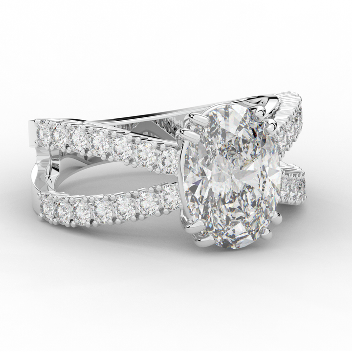 3.75CT.TW OVAL LAB DIAMOND SPLIT BAND ENGAGEMENT RING - Nazarelle