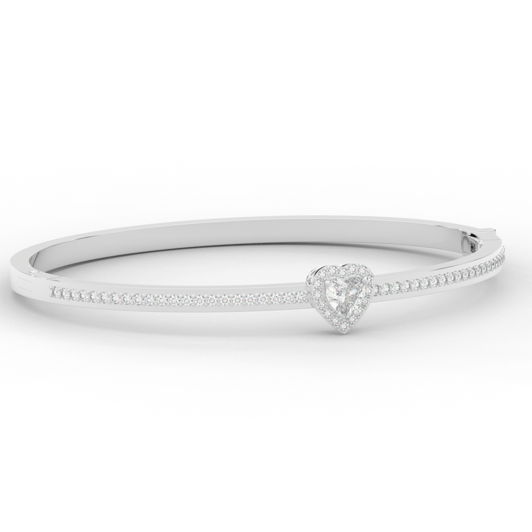 1.65CT.TW HEART AND ROUND LAB DIAMOND  BANGLE - Nazarelle