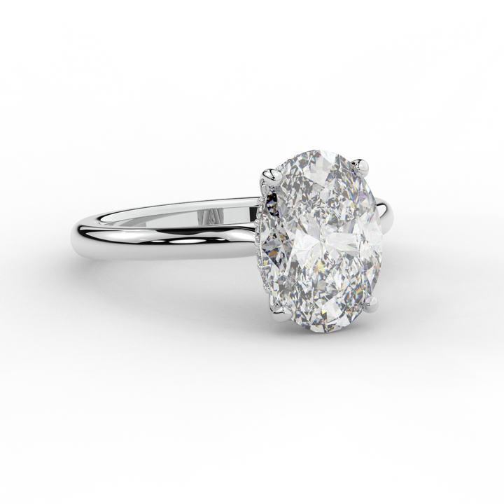 2.05CT.TW OVAL LAB DIAMOND UNDERHALO ENGAGEMENT RING - Nazarelle