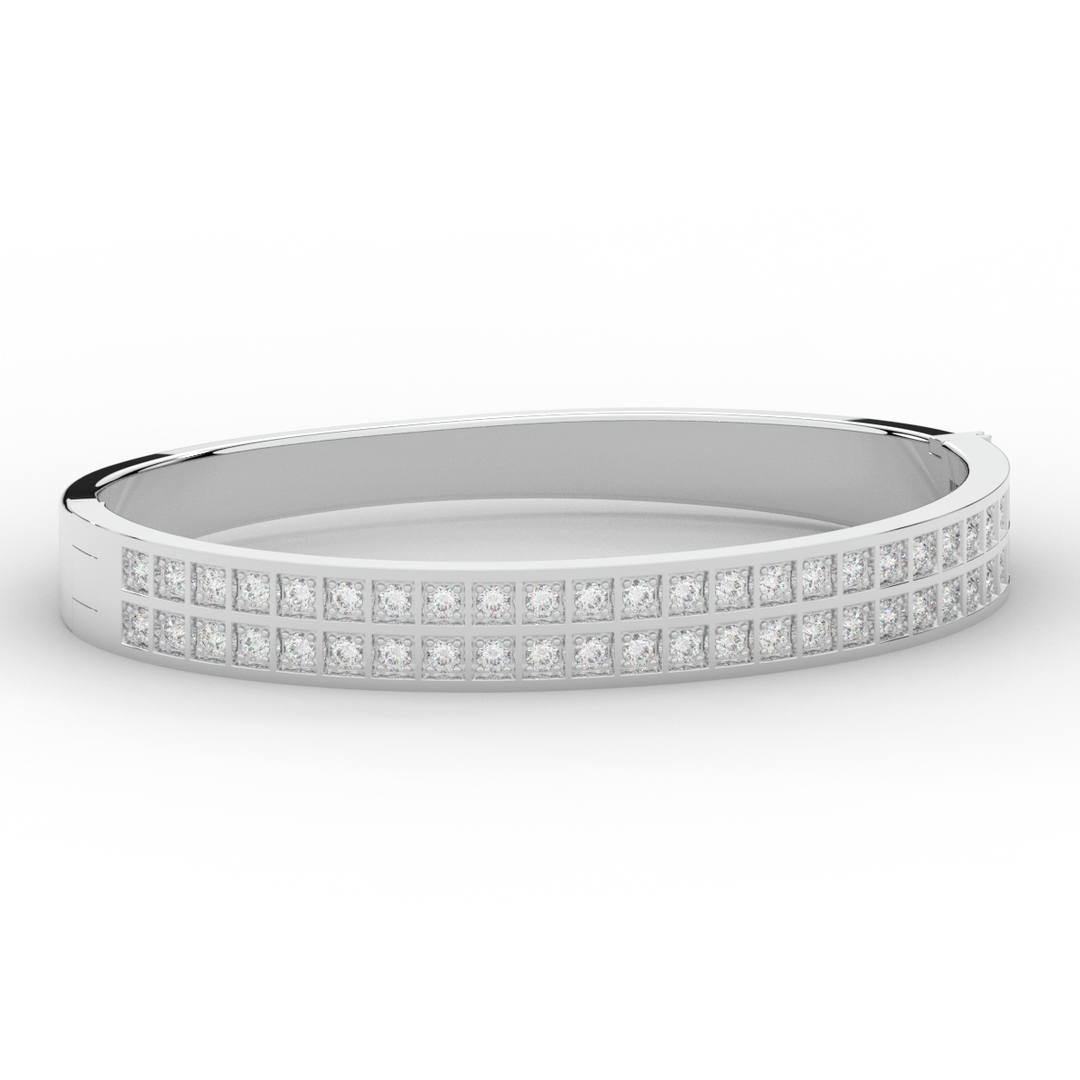 2.00CT.TW ROUND LAB TWO ROW DIAMOND BANGLE - Nazarelle