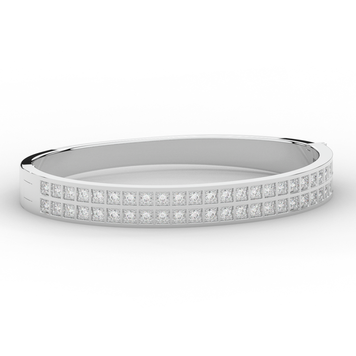 2.00CT.TW ROUND LAB TWO ROW DIAMOND BANGLE - Nazarelle