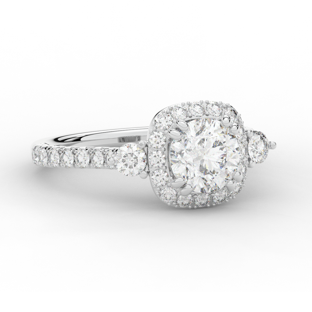 1.75CT.TW ROUND LAB DIAMOND HALO ENGAGEMENT RING - Nazarelle