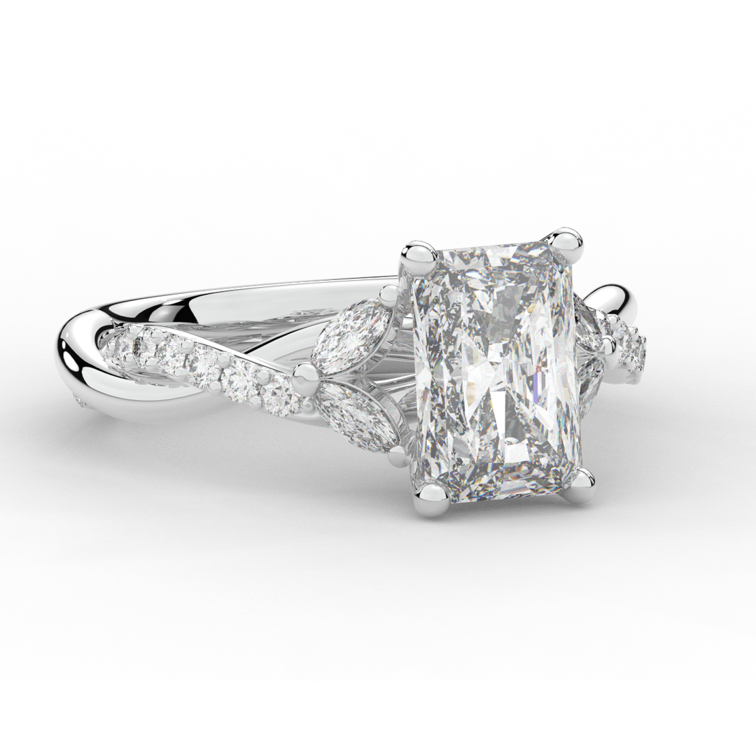 2.40CT.TW RADIANT LAB DIAMOND TWIST BAND ENGAGEMENT RING - Nazarelle