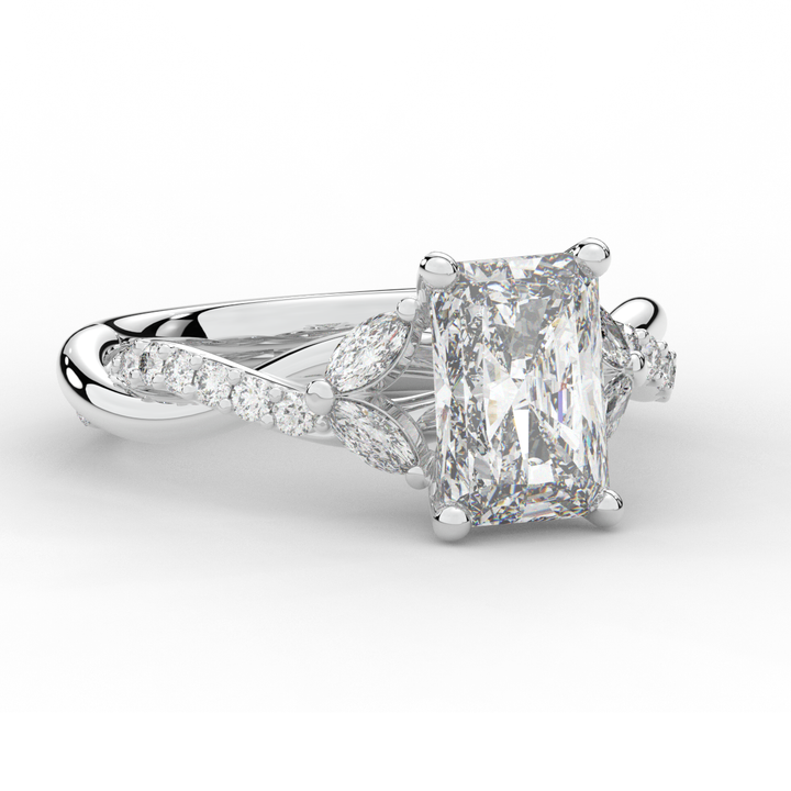2.40CT.TW RADIANT LAB DIAMOND TWIST BAND ENGAGEMENT RING - Nazarelle
