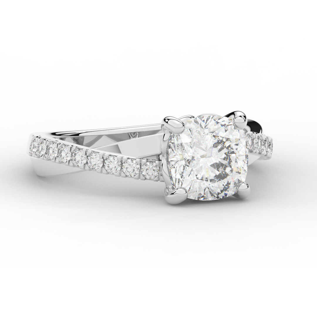 2.20CT.TW CUSHION LAB DIAMOND TWISTBAND ENGAGEMENT RING - Nazarelle
