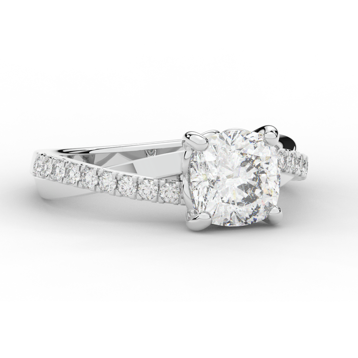 2.20CT.TW CUSHION LAB DIAMOND TWISTBAND ENGAGEMENT RING - Nazarelle