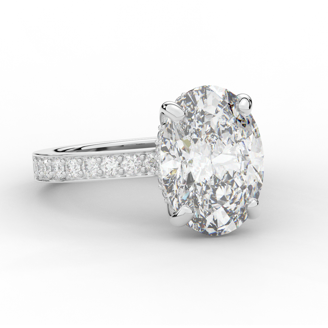 4.30CT.TW OVAL LAB DIAMOND BAND ENGAGEMENT RING - Nazarelle