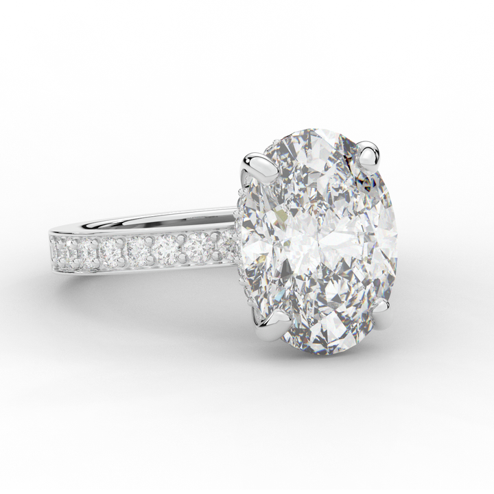 4.30CT.TW OVAL LAB DIAMOND BAND ENGAGEMENT RING - Nazarelle